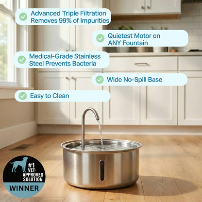 FreshFlow Stainless Steel Pet Fountain